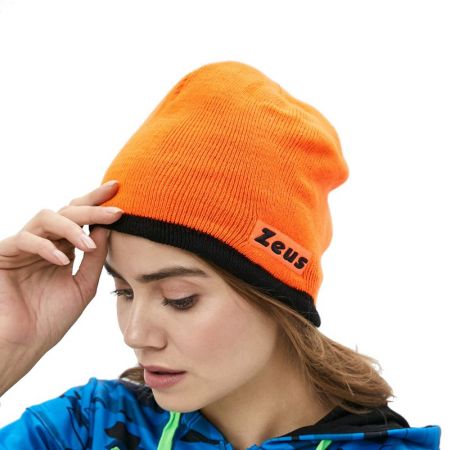 Caciula De Iarna Cu Doua Fete ZEUS Reversible Zuccotto Bikolor Nero/Arancio Fluo 518322 ZUCCOTTO BIKOLOR-O imagine 5